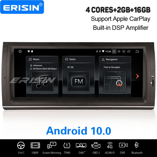 10.25" Android 10.0 Car Stereo DAB+ Sat Nav WiFi Bluetooth Carplay DSP BMW 5er E39 X5 E53 M5