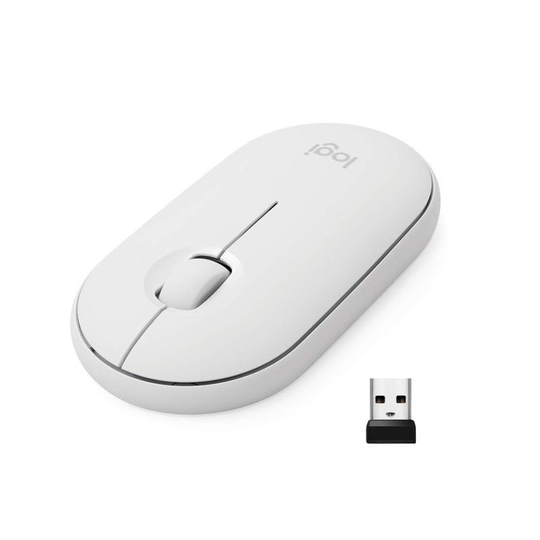Logitech Pebble M350 Wireless Mouse with Bluetooth or 2.4 GHz Receiver Silent Slim Computer Mouse with Quiet Click for Laptop Notebook PC and Mac