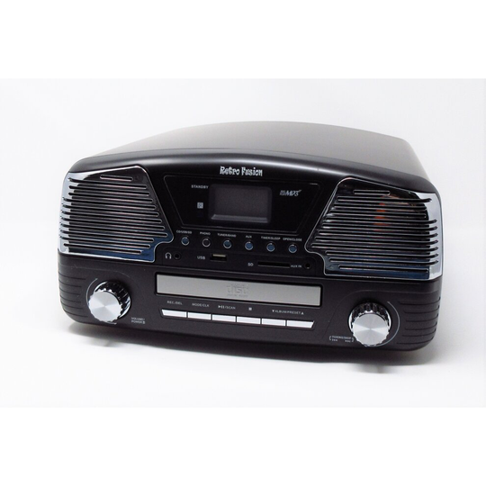 (Black) Retro Fusion Music Centre Vinyl CD MP3 Radio & USB
