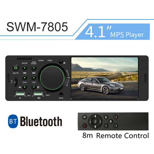 4.1" Single DIN Car Player FM Stereo Radio Bluetooth USB MP5 MP3 Touch Screen UK