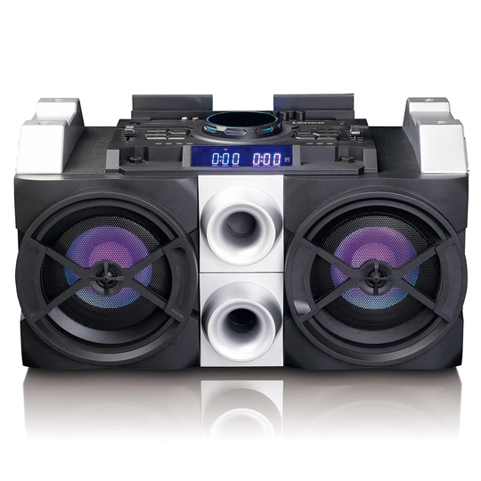 Lenco PMX-150 High Power DJ Mixer System with Bluetooth, USB, FM Radio & Party Lights - Black
