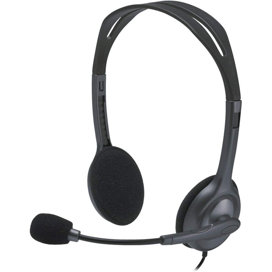 Logitech H111 Wired Headset, Stereo Headphones with Noise-Cancelling Microphone, 3.5 mm Audio Jack, PC/Mac/Laptop/Smartphone/Tablet - Black