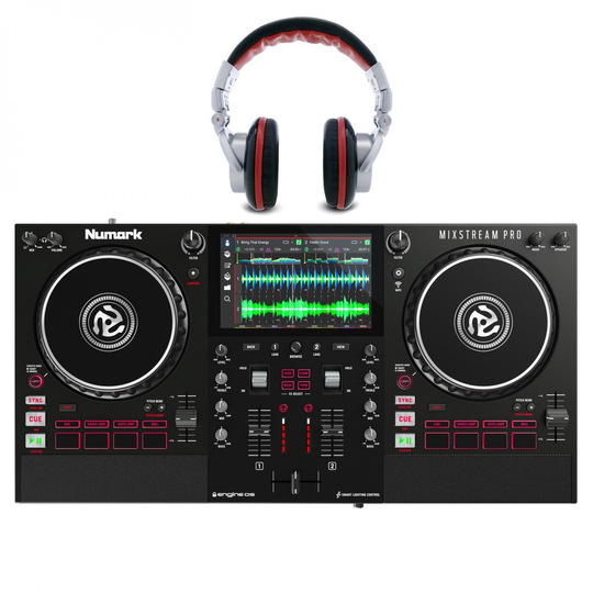 Numark Mixstream Pro Standalone Controller with Red Wave Headphones