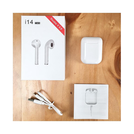 White I14 TWS Wireless Bluetooth 5.0 Earphone Super 3D Stereo Earbuds