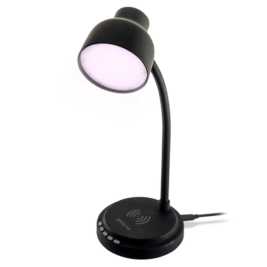 Groov-e Astra LED Lamp With Wireless Charging Pad & Bluetooth Speaker - Black