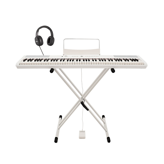 SDP-2 Stage Piano by Gear4music + Stand Pedal and Headphones White
