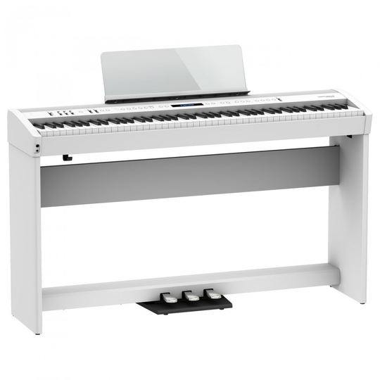Roland FP-60X Digital Piano with Wood Frame Stand and Pedals White
