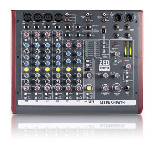 Allen and Heath ZED-10FX USB Compact Stereo Mixer