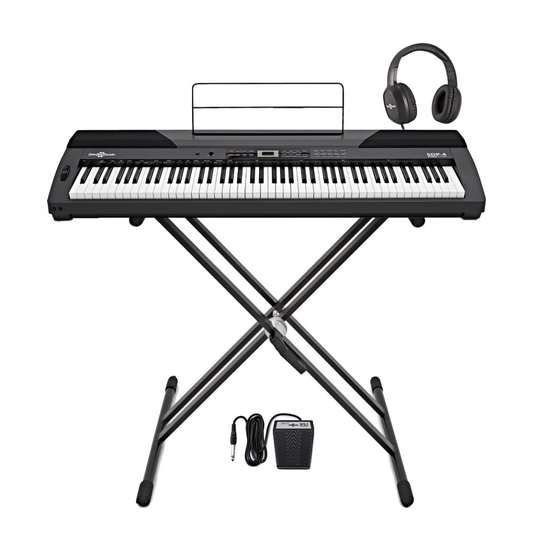 SDP-4 Stage Piano by Gear4music + Stand Pedal and Headphones