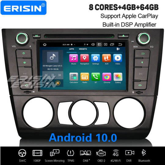 8-Core Android 10.0 Car Stereo DAB+ Sat Nav CarPlay DSP BMW 1 Series E81 E82 E88