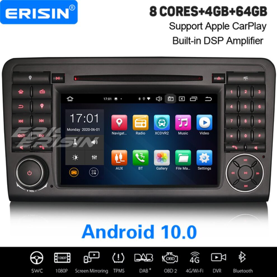 8-Core Android 10.0 DSP Car Stereo DAB+ Sat Nav CarPlay For Mercedes-Benz ML/GL-Class W/X164