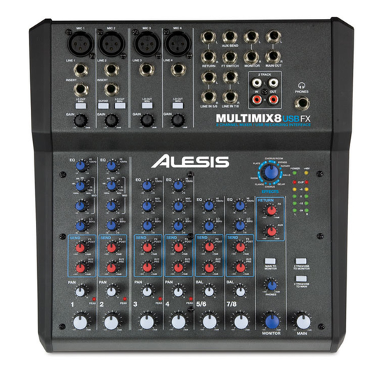 Alesis MultiMix 8 USB FX 8 Channel Mixer with FX 16-Bit Recording