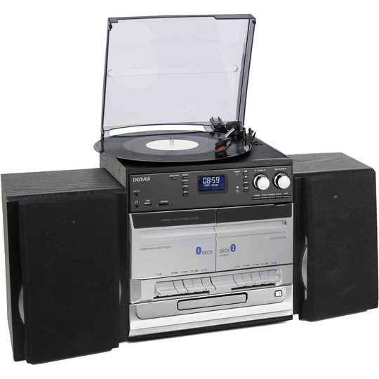 Denver DAB / DAB+ Record Player Turntable, Cassette Player, CD Player HiFi with USB Recording & Memory Card Reader