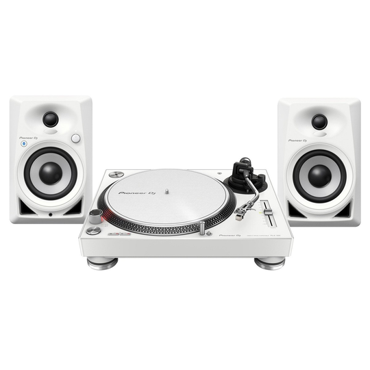 Pioneer PLX-500 Turntable with DM-40BT Monitor Speakers White