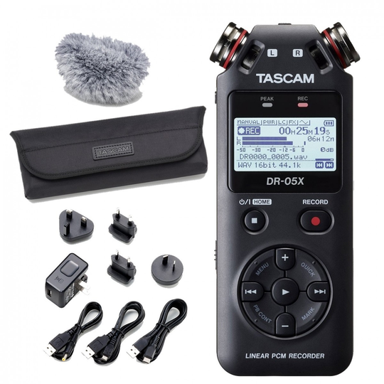 Tascam DR-05X Stereo Handheld Audio Recorder with Accessory Pack