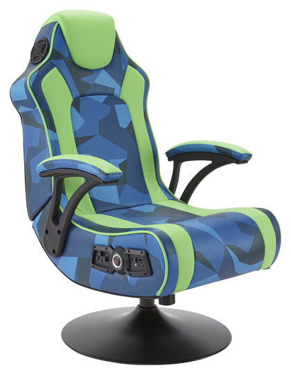 X Rocker Geo Camo 2.1 Stereo Audio Gaming Chair - Blue/Green