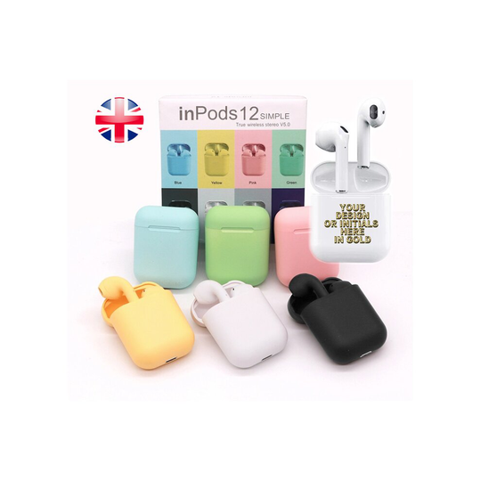 (Light Yellow) TWS InPods 12 Wireless Headphones Earphones Earbud