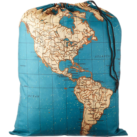 Kikkerland Travel Laundry Bag - World Map, 41cm x 56cm