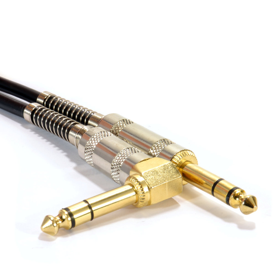 kenable GOLD Right Angle Stereo Balanced Jack 6.35mm Plugs Cable Lead 5m