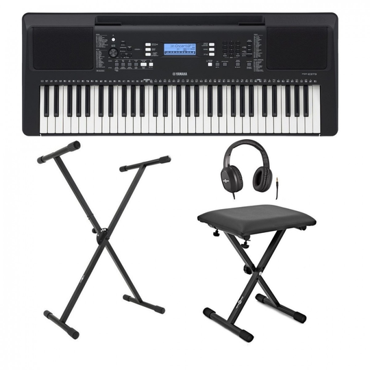 Yamaha PSR E373 Portable Keyboard Package with Remote Lesson Black