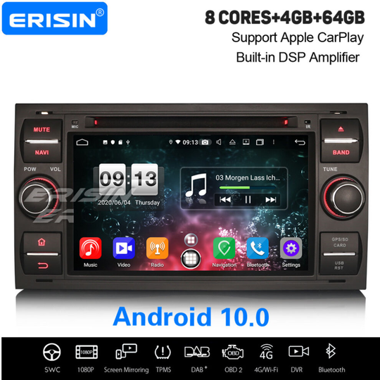 8-Core Android 10.0 DSP Car Stereo Navi WiFi Ford S/C-MAX FIESTA Focus TRANSIT KUGA