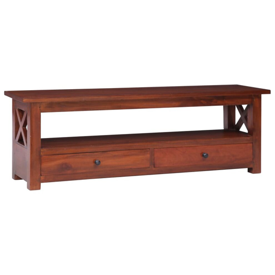 vidaXL Solid Mahogany Wood Brown TV Cabinet Sideboard Stereo Rack Shelf Unit