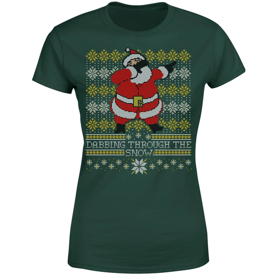 Dabbing through the snow Fair Isle Women's T-Shirt - Forest Green - S - Forest Green