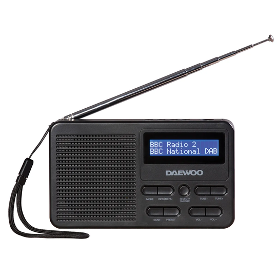 Daewoo Long Life Rechargeable DAB+ Radio - Black