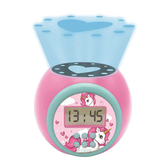 Lexibook Unicorn Childrens Projector Clock With Timer