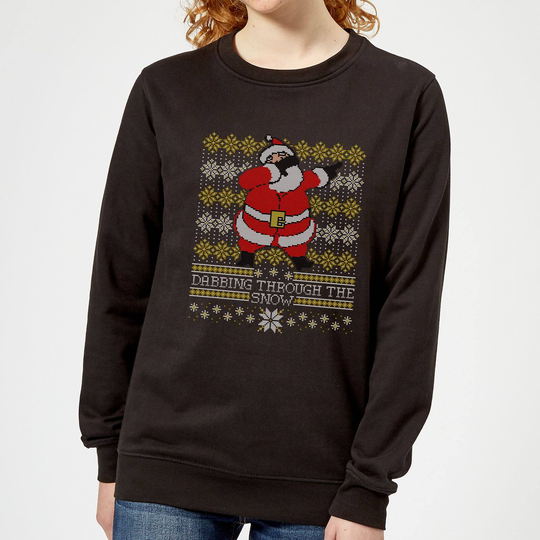Dabbing through the snow Fair Isle Women's Sweatshirt - Black - M - Black