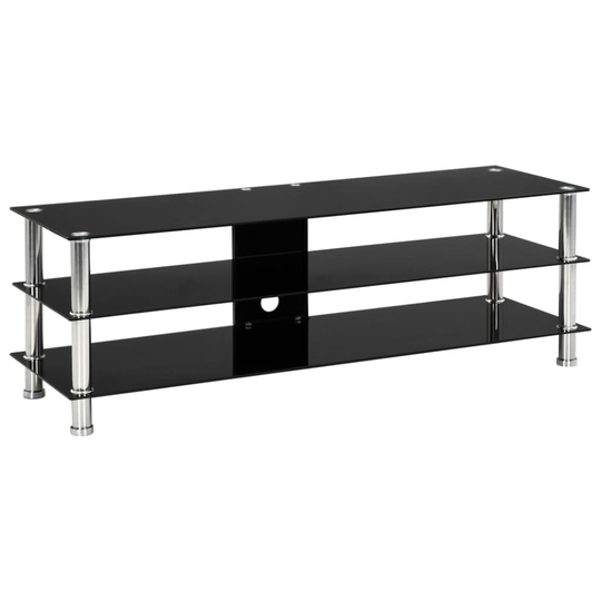 vidaXL TV Stand Black 120cm Tempered Glass HiFi Stand Stereo Plasma Table Rack