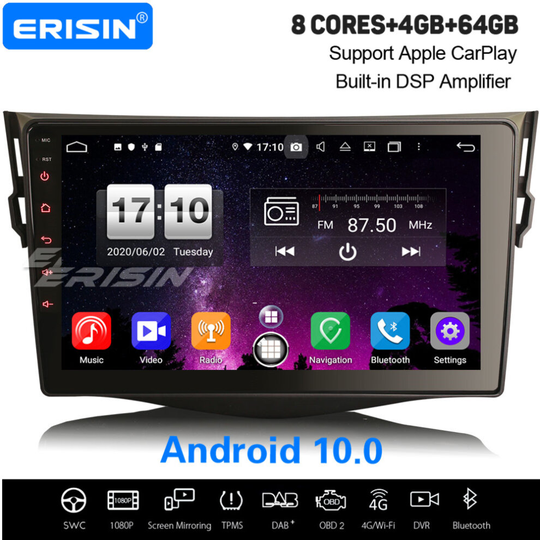 9" 8-Core Android 10.0 Car Stereo CarPlay DSP WiFi Bluetooth DVR DAB+ Sat Nav TOYOTA RAV4
