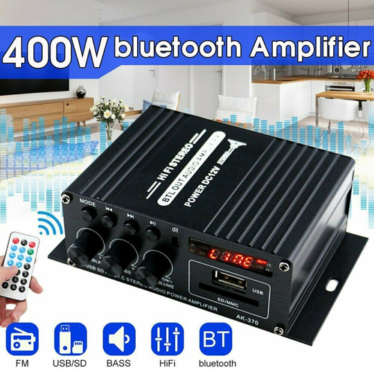 400W 12V HiFi bluetooth Digital Power Amplifier Mini Stereo Audio Amp