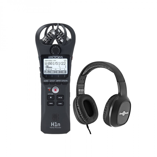 Zoom H1n Recorder Black with HP-210 Headphones