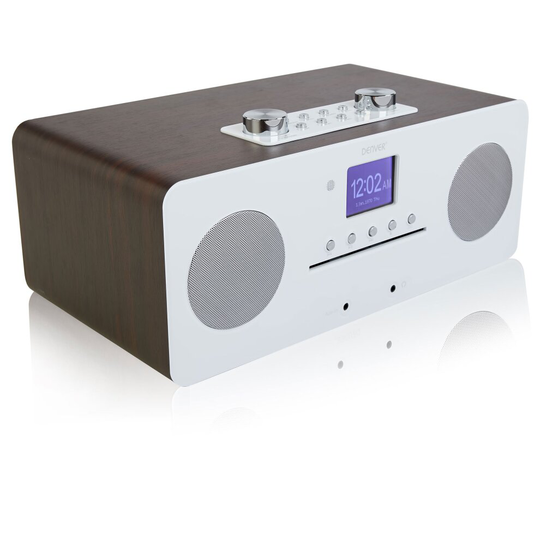 (Walnut) Denver MIR-260 CD Player, Digital DAB+ & WiFi Internet Radio - With FM Radio, Bluetooth 5.0, AUX IN, 2.4 inch colour screen & Remote Control