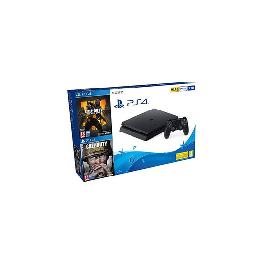 Play Station 4 Slim + Call Of Duty Black Ops 4 + Call Of Duty WWII Sony 8 GB RAM 1 TB Black