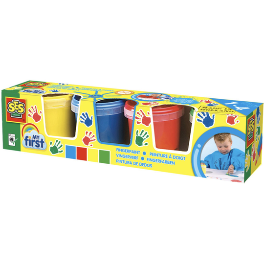 SES Creative Children's My First Washable Fingerpaint Set, 4 Paint Pots (145ml)