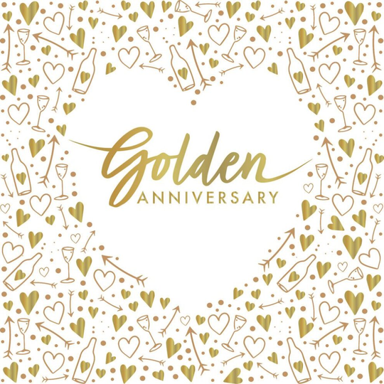 16 Golden Wedding Anniversary Paper Napkins, 50th Anniversary Party Napkins, Foiled Gold Napkins, Golden Wedding Anniversary, 50th Wedding