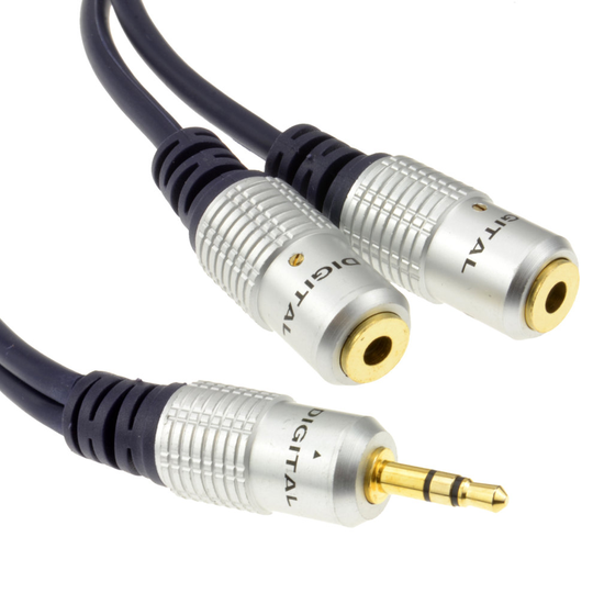 kenable Pure HQ OFC 3.5mm Jack to 2 x Sockets Splitter Cable GOLD 30cm