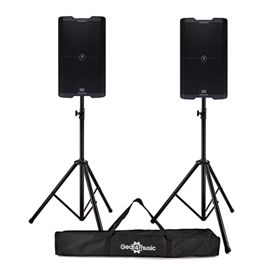 Mackie SRM212 V-Class 12 Active PA Speakers Pair with Stands & Bag