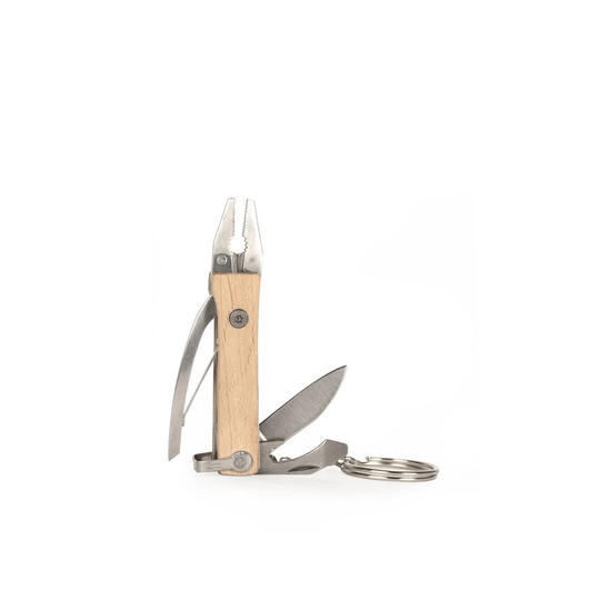 Kikkerland 5 in 1 Tool Pocket Sized Keychain Wood Pliers