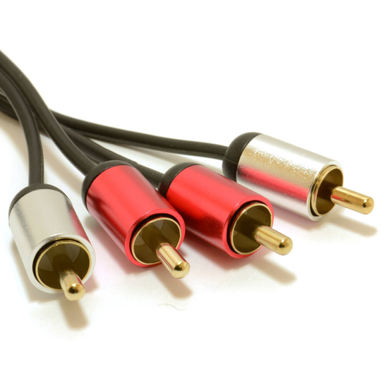 kenable Aluminium PRO 2 x RCA Twin Phono Plugs Stereo Audio Cable Gold Lead 1.5m