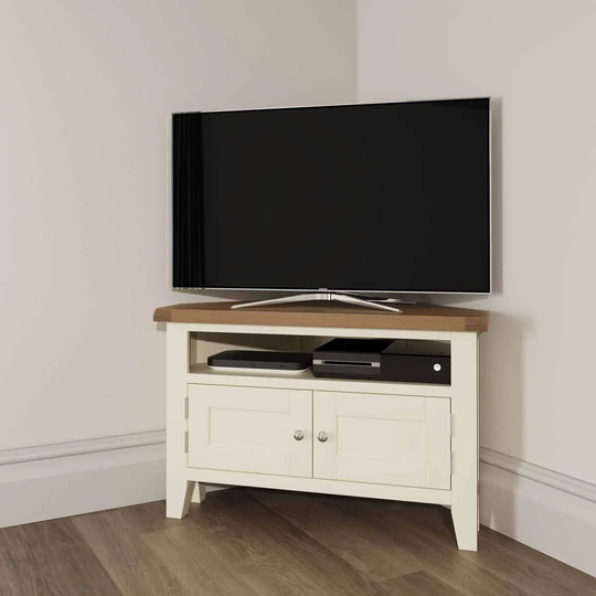 Madera Ready Assembled Corner TV Unit - White