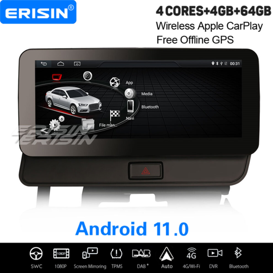 10.25" IPS Android 11 Car Stereo Wireless CarPlay 64GB TPMS BT WiFi DAB+ Satnav For Audi Q5