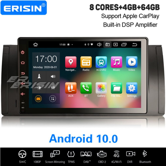 9" 8-Core Android 10.0 Car Stereo WiFi DAB+ Sat Nav DSP CarPlay BMW 5 Series E39 X5 E53 M5