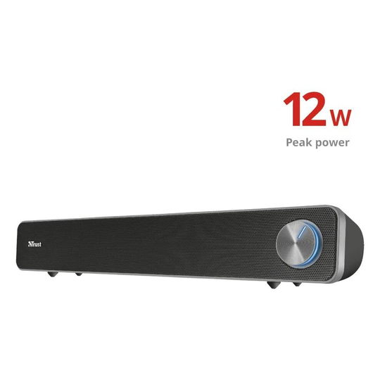 Trust 22946 Arys PC Soundbar Speaker for Computer and Laptop, 12 W, USB Powered- Black