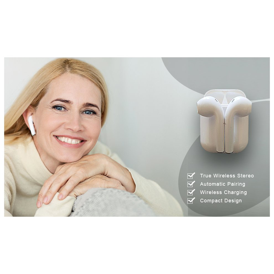 I12 True Wireless Stereo Earpods With Charging Case - White