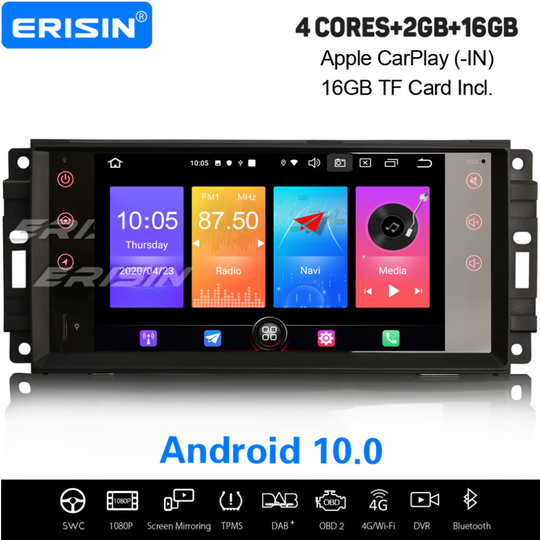 Android 10 DAB+ WiFi Car Stereo CarPlay Sat Nav Jeep Compass Wrangler Dodge Challenger Chrysler 300C