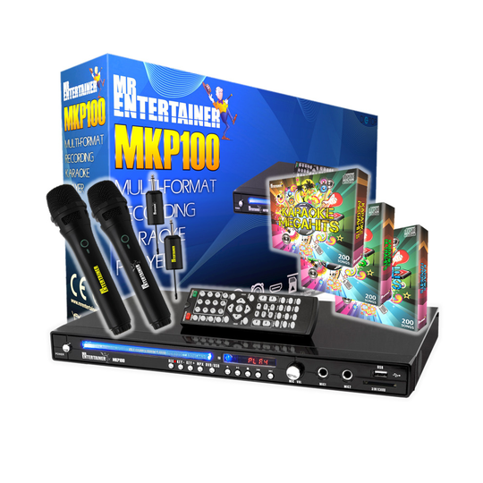 (Wireless Microphones, 600 Songs) Mr Entertainer MKP100 CDG DVD MP3G Karaoke Machine Player. HDMI/Record/Rip/USB