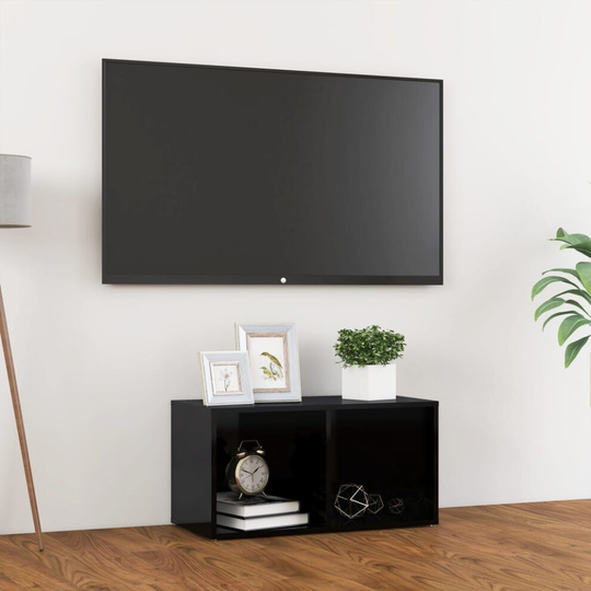 vidaXL TV Cabinet High Gloss Black 72x35x36.5 cm Chipboard Stereo Cabinet